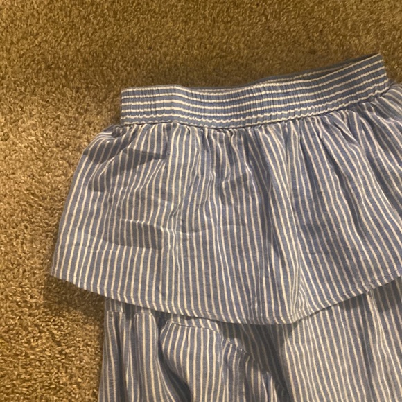 ASOS BLUE WHITE STRIPE MIDI ASYMMETRICAL SKIRT US 2 - Picture 2 of 3
